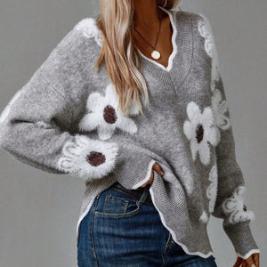 Floral Print V-Neck Jumper