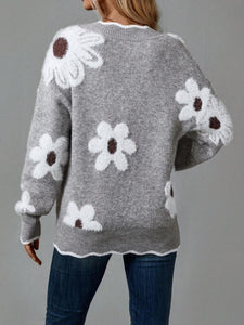 Floral Print V-Neck Jumper