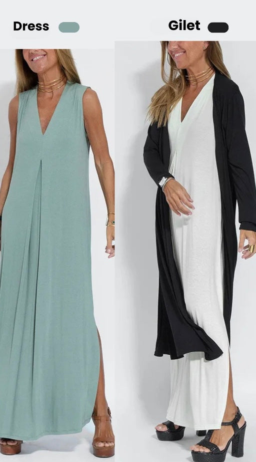 Women's 2-Piece Maxi Dress & Long Vest Set