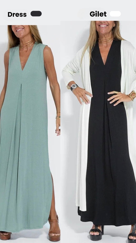 Women's 2-Piece Maxi Dress & Long Vest Set