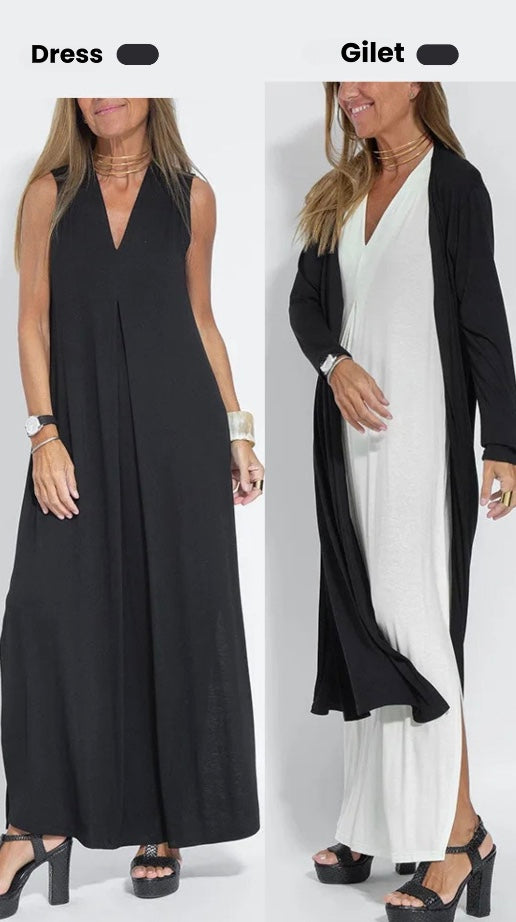 Women's 2-Piece Maxi Dress & Long Vest Set