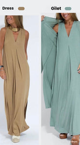 Women's 2-Piece Maxi Dress & Long Vest Set