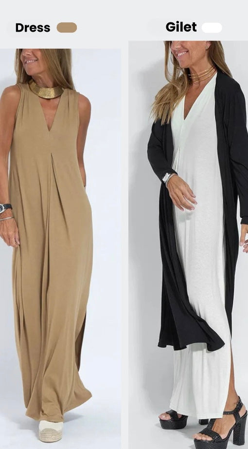 Women's 2-Piece Maxi Dress & Long Vest Set