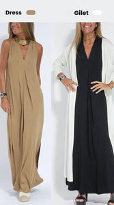 Women's 2-Piece Maxi Dress & Long Vest Set