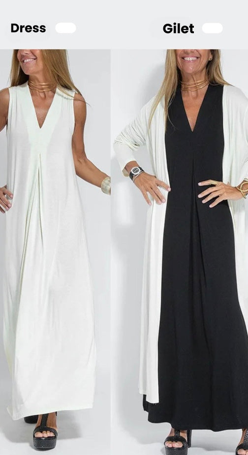 Women's 2-Piece Maxi Dress & Long Vest Set