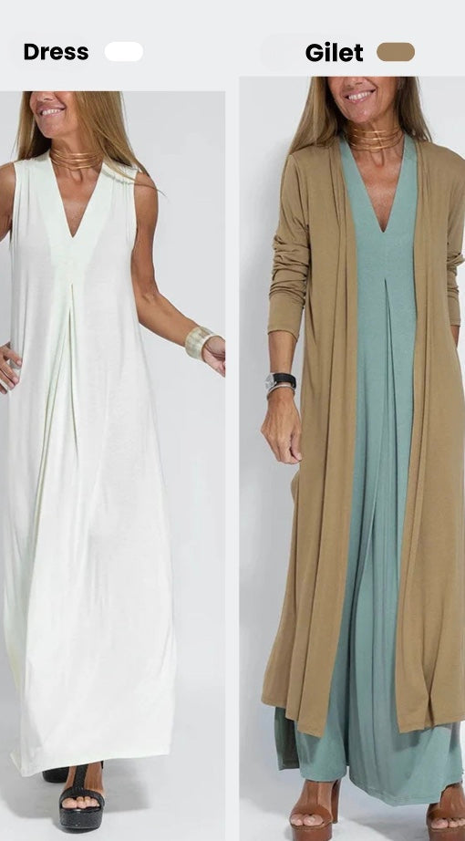 Women's 2-Piece Maxi Dress & Long Vest Set