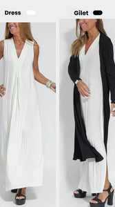 Women's 2-Piece Maxi Dress & Long Vest Set