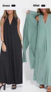 Women's 2-Piece Maxi Dress & Long Vest Set