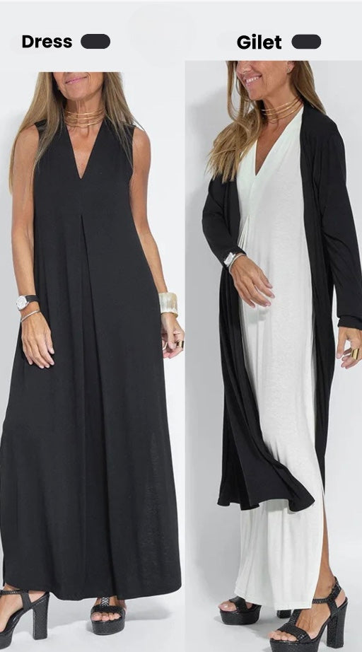 Women's 2-Piece Maxi Dress & Long Vest Set