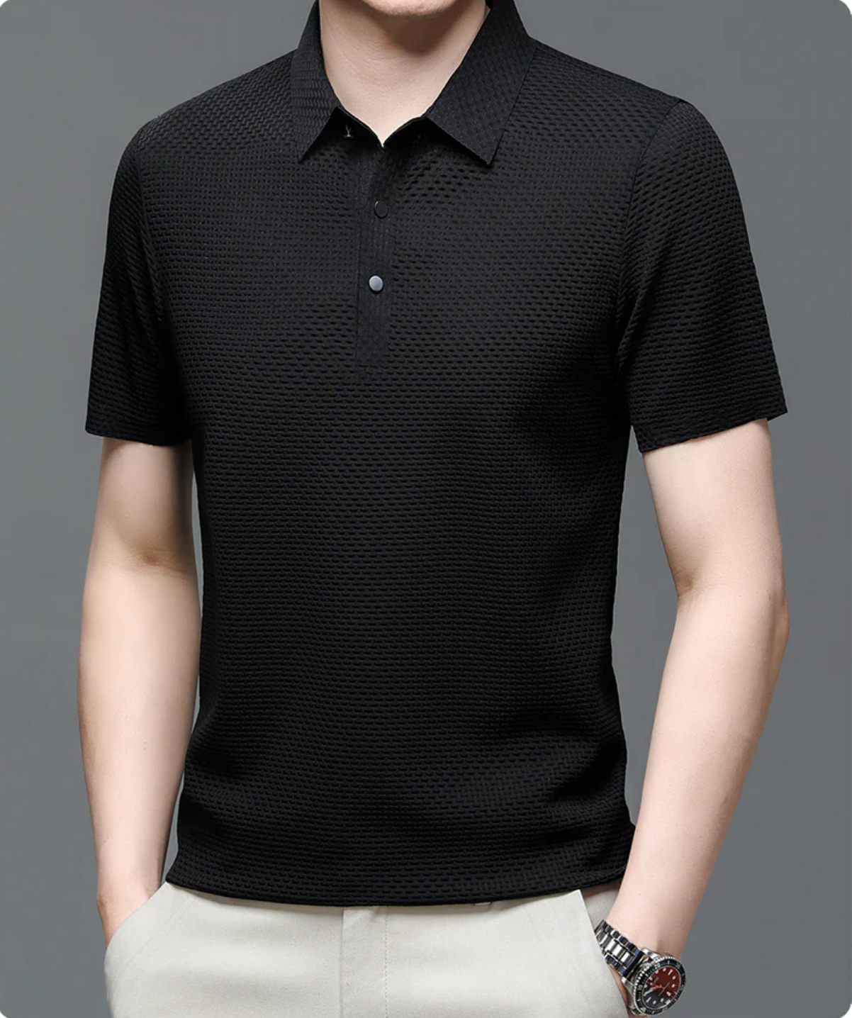 Luxury Silk Embroidered Polo Shirt