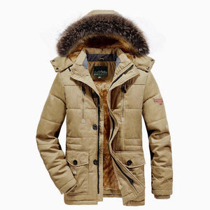 Men's Winter Parka Jacket with Faux Fur Lining