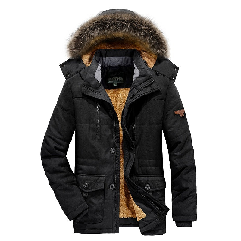 Men's Winter Parka Jacket with Faux Fur Lining