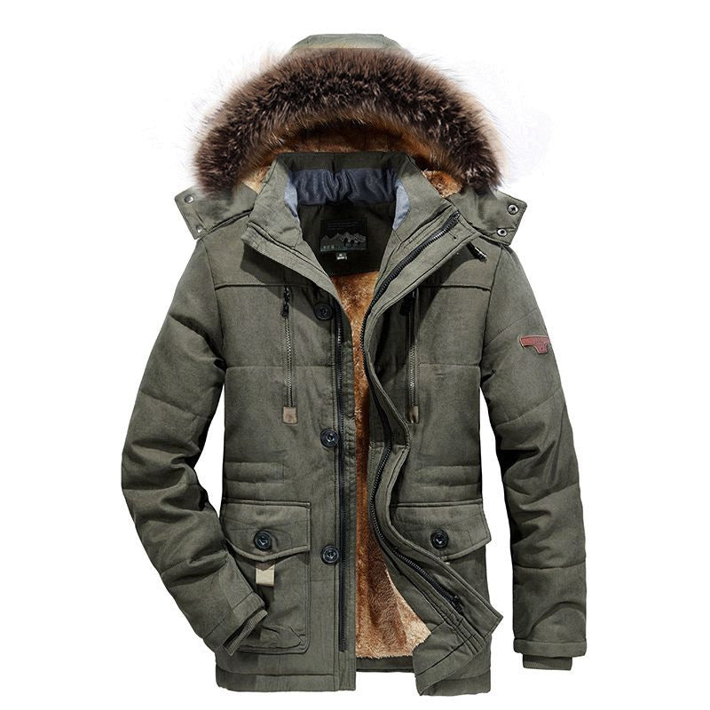 Men's Winter Parka Jacket with Faux Fur Lining