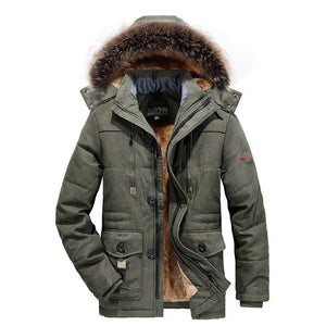 Men's Winter Parka Jacket with Faux Fur Lining