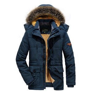 Men's Winter Parka Jacket with Faux Fur Lining