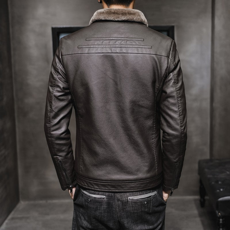 Men’s Fur Collar Leather Jacket