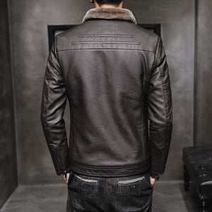 Men’s Fur Collar Leather Jacket